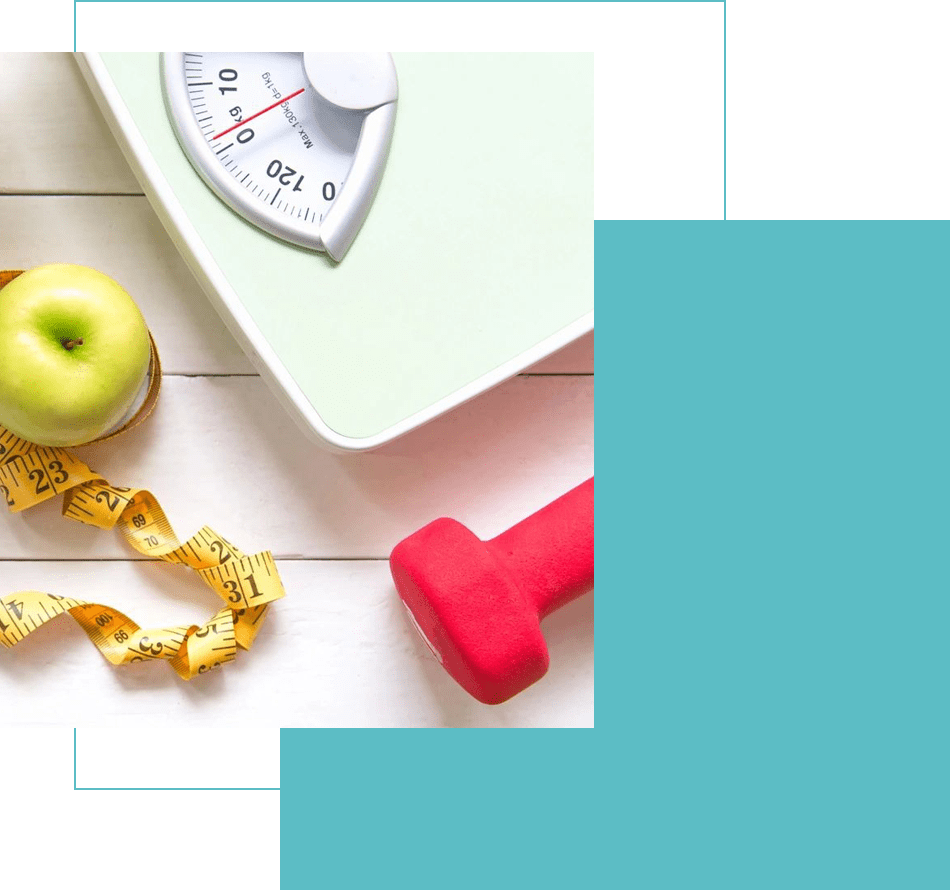 Green apple and Weight scale, measure tap with fresh vegetable