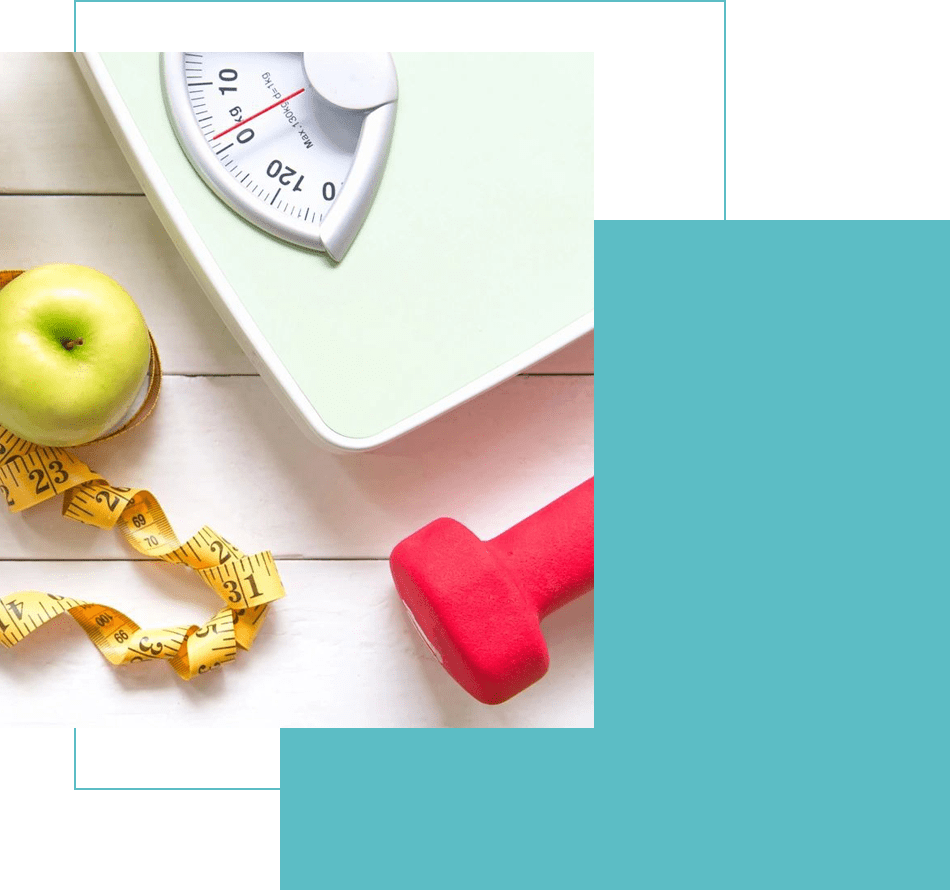 Green apple and Weight scale, measure tap with fresh vegetable